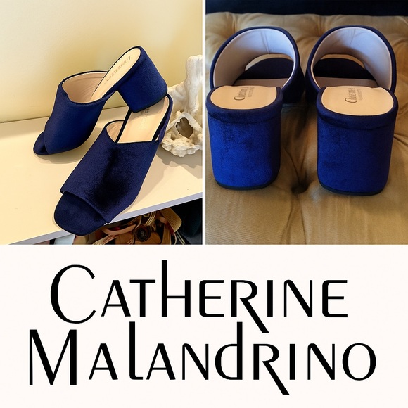 Catherine Malandrino Shoes - VTG Catherine MaLandrino Velvet Open Toe Block Heel Mules by Vasconey,EUC Size 9